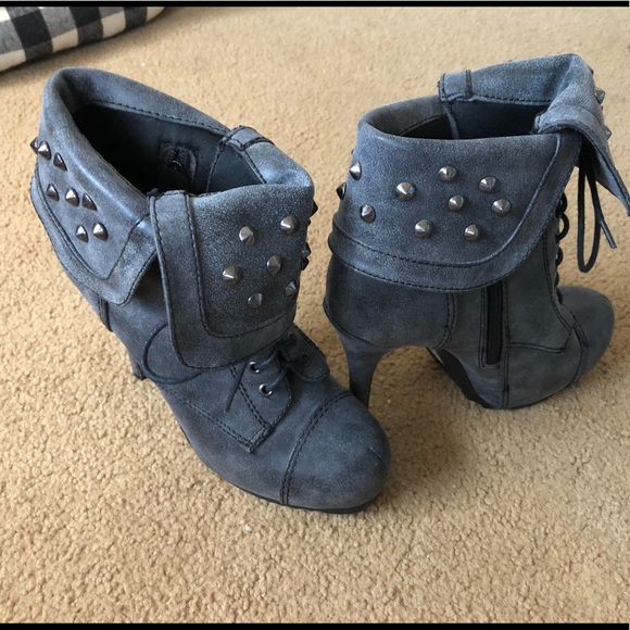 Paprika Shoes - Combat studded high heel.